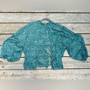 Free People Tie Back Floral Blouse